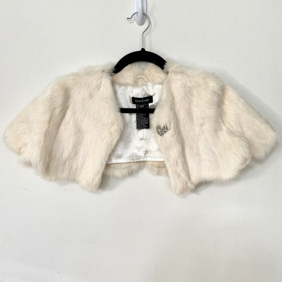 Bebe Jackets Coats Vtg Bebe Rabbit Fur Ivory Cream Bolero Shrug Small Poshmark